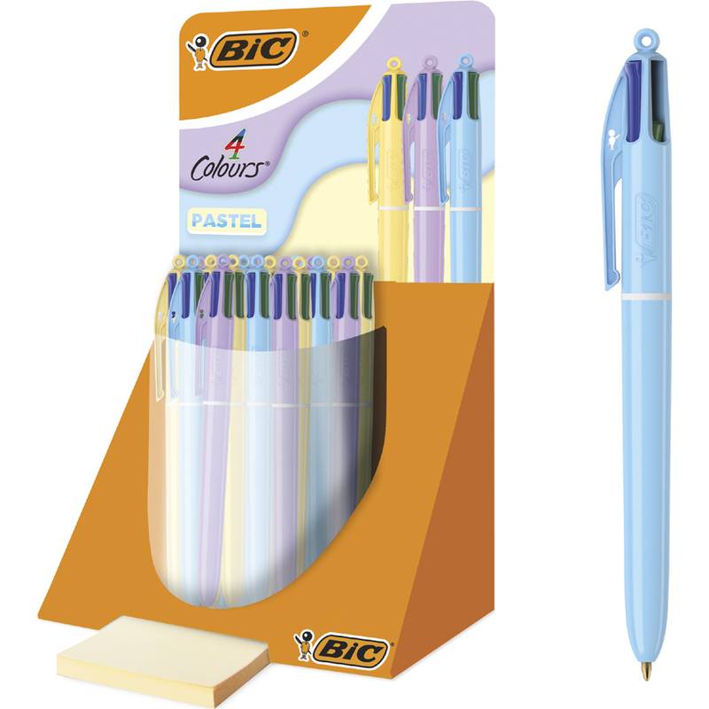 BIC Druckkugelschreiber 4 Colours Pastell, 30er Display
