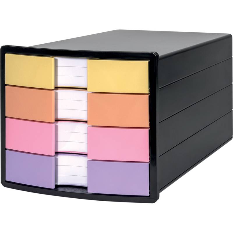 HAN Schubladenbox IMPULS, 4 Schübe, schwarz/pastell
