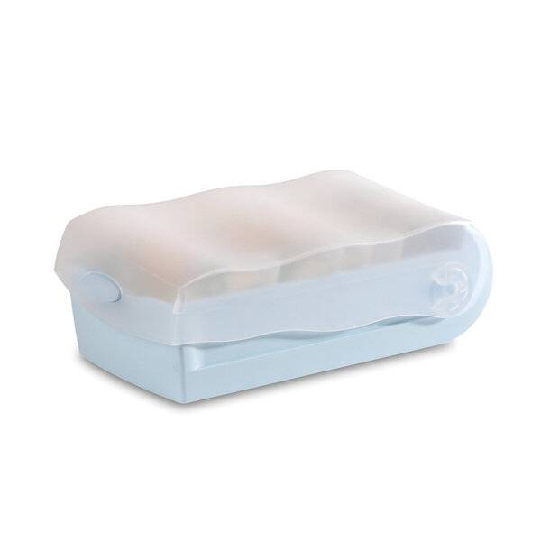 Karteibox CROCO DIN A7 quer für 900 Karten transluzent-pastellblau.