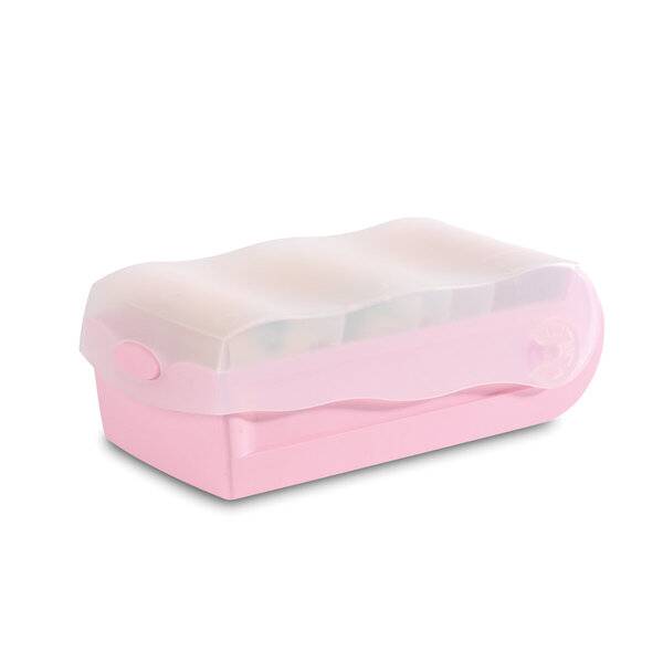 Karteibox CROCO DIN A7 quer für 900 Karten transluzent-pastellrosa.