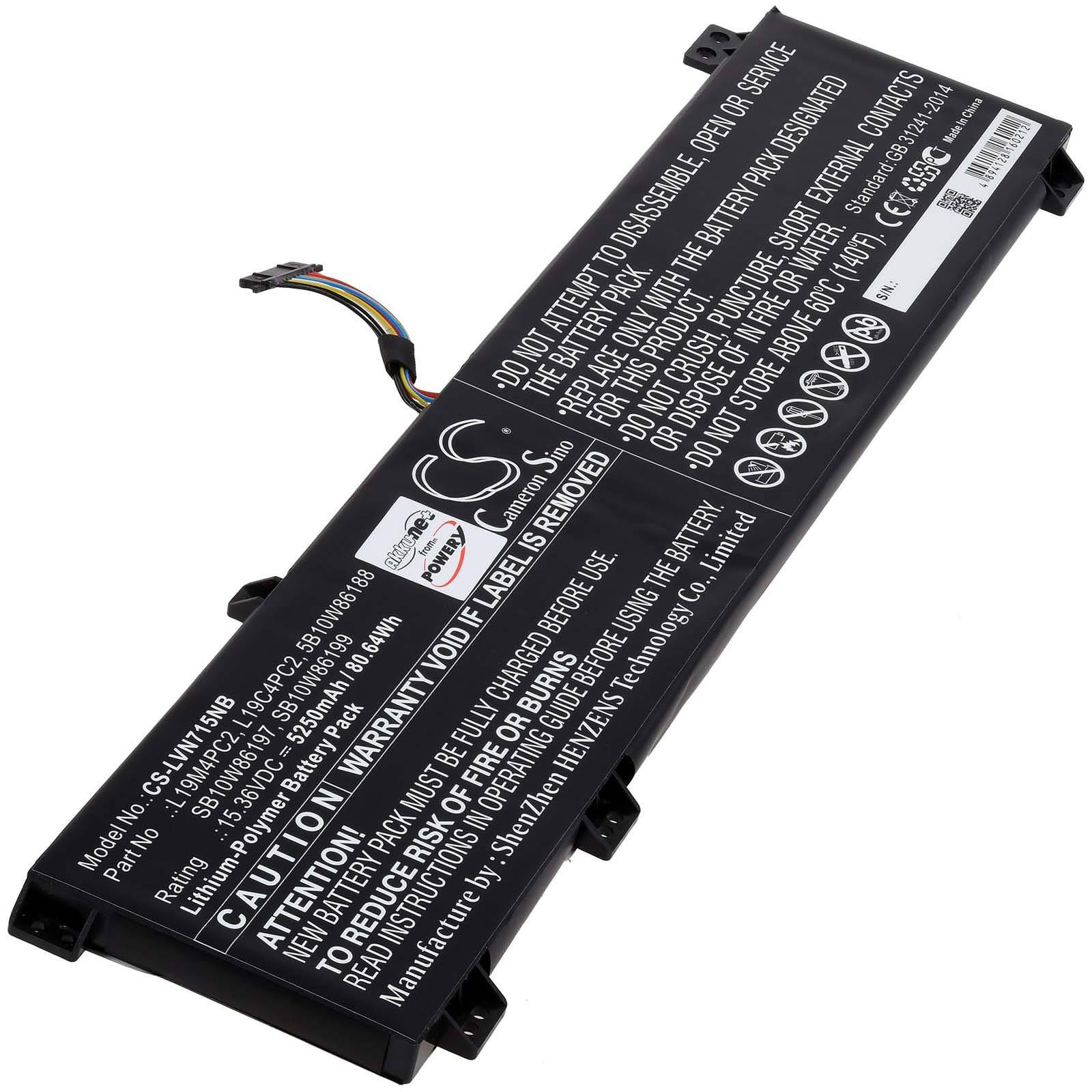 Powery Akku für Lenovo Y7000P 2020 Laptop, 15,36V, Li-Polymer