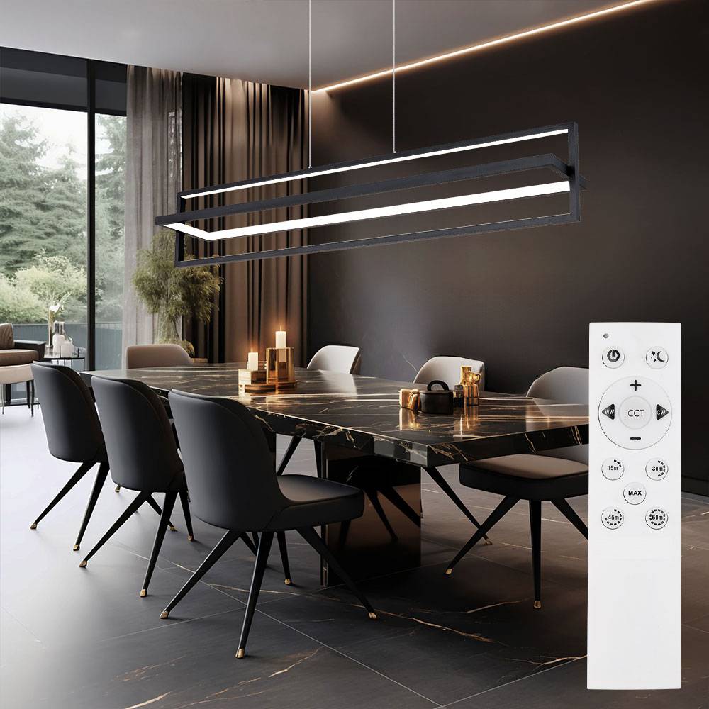 Hängelampe Esstischleuchte dimmbar mit Fernbedienung LED Pendellampe Wohnzimmer, 43W 1500lm warmweiß-kaltweiß, LxH 102x120 cm