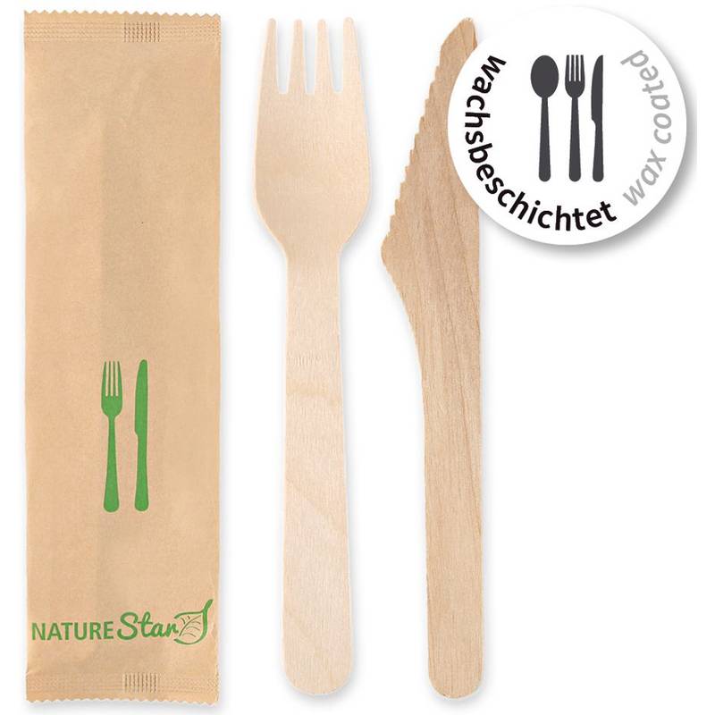 NATURE Star Besteck-Set Simple, aus Birkenholz, 2-teilig