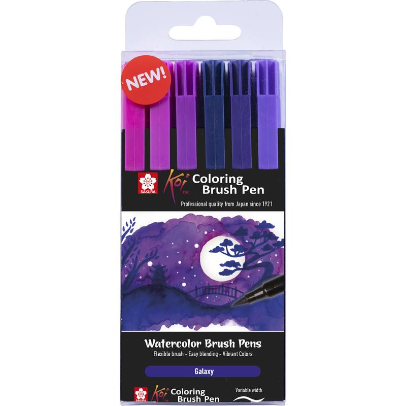 SAKURA Pinselstift Koi Coloring Brush Pen "Galaxy", 6 Farben