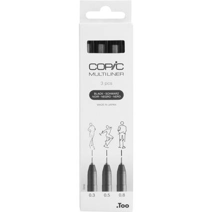COPIC Fineliner MULTILINER, schwarz, 3er Set