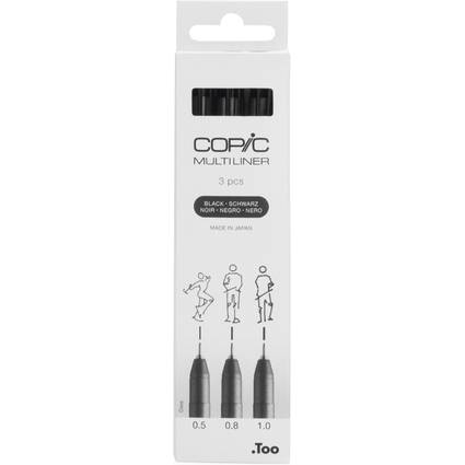 COPIC Fineliner MULTILINER, schwarz, 3er Set
