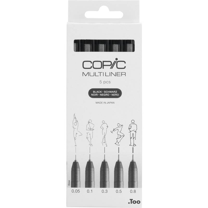 COPIC Fineliner MULTILINER, schwarz, 5er Set