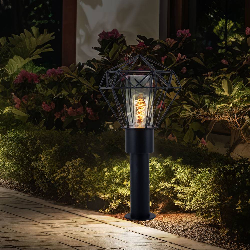 Außenleuchte Stehleuchte Wegelampe Terrassenleuchte Gartenlampe, Edelstahl schwarz Metall, Fernbedienung dimmbar, RGB LED 8,5W 806Lm warmweiß, L 22