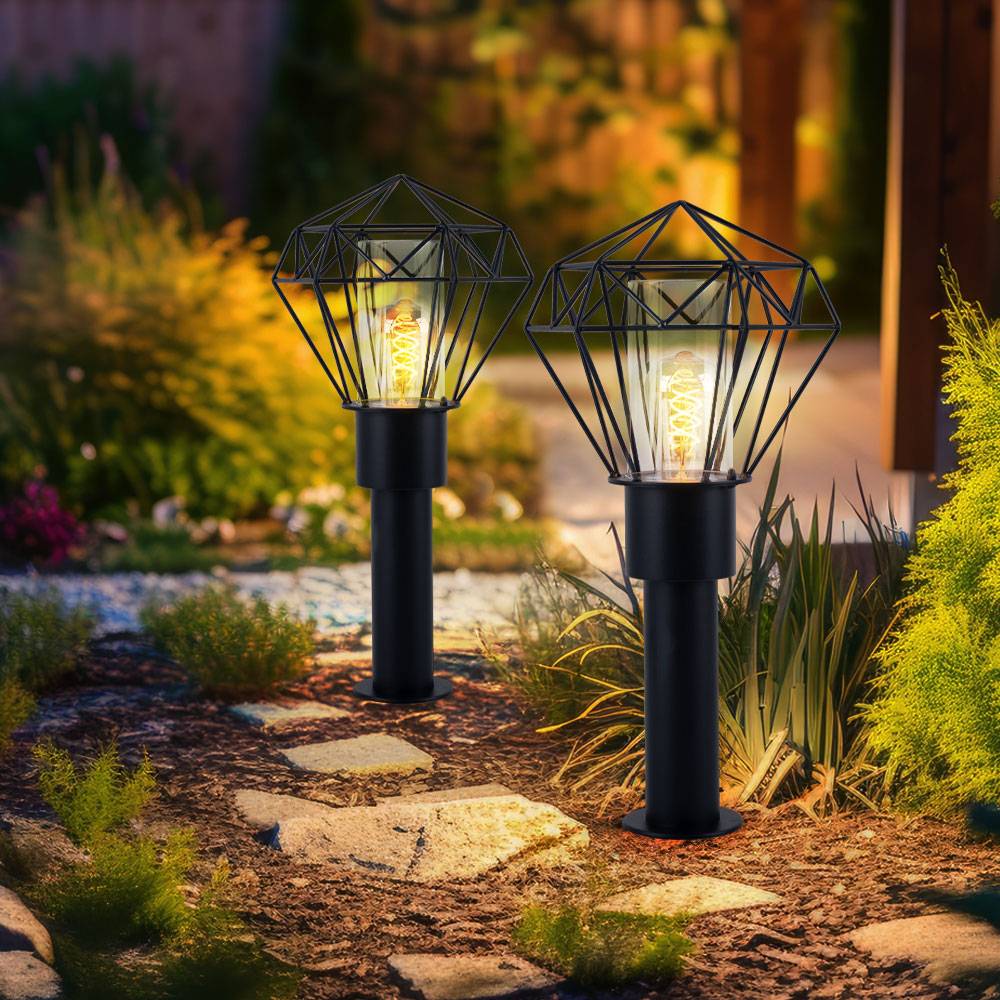 Außenleuchte Stehleuchte Wegelampe Terrassenleuchte Gartenlampe, Edelstahl schwarz Metall, Fernbedienung dimmbar, RGB LED 8,5W 806Lm warmweiß, L 22