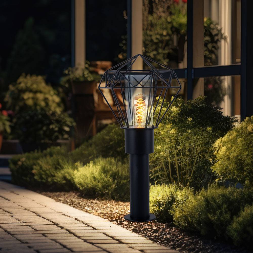 Außenleuchte Stehleuchte Wegelampe Terrassenleuchte Gartenlampe, Edelstahl schwarz Metall, Fernbedienung dimmbar, RGB LED 8,5W 806Lm warmweiß, L 22