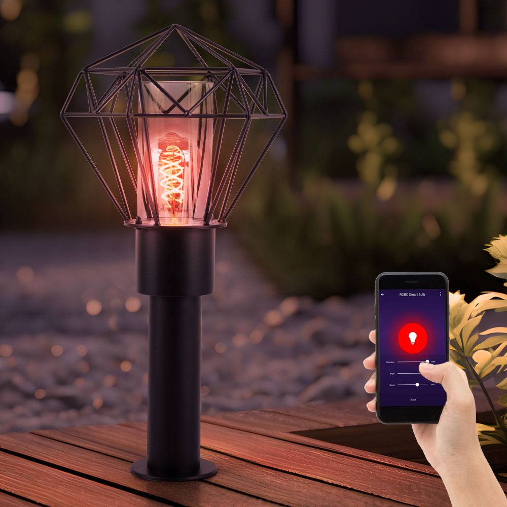 Außenleuchte Stehleuchte Wegelampe Terrassenleuchte Gartenlampe, Edelstahl schwarz Metall, App Steuerung dimmbar CCT, Smart RGB LED 8,5W 806Lm,