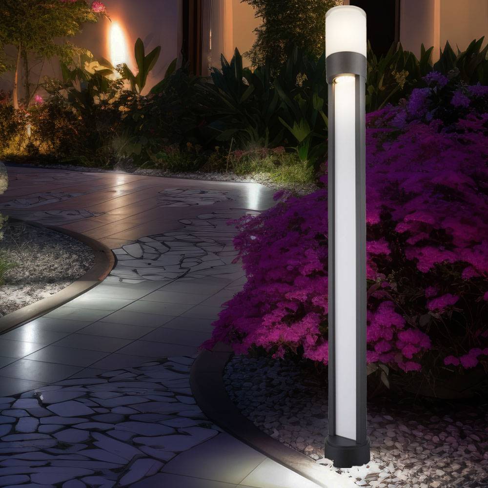 Außen Stehleuchte Wegelampe Gartenleuchte LED Standleuchte grau, Aluminium, IP44, LED 12W 600Lm warmweiß, DxH 11x110 cm