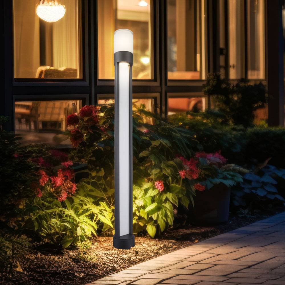 Außen Stehleuchte Wegelampe Gartenleuchte LED Standleuchte grau, Aluminium, IP44, LED 12W 600Lm warmweiß, DxH 11x110 cm
