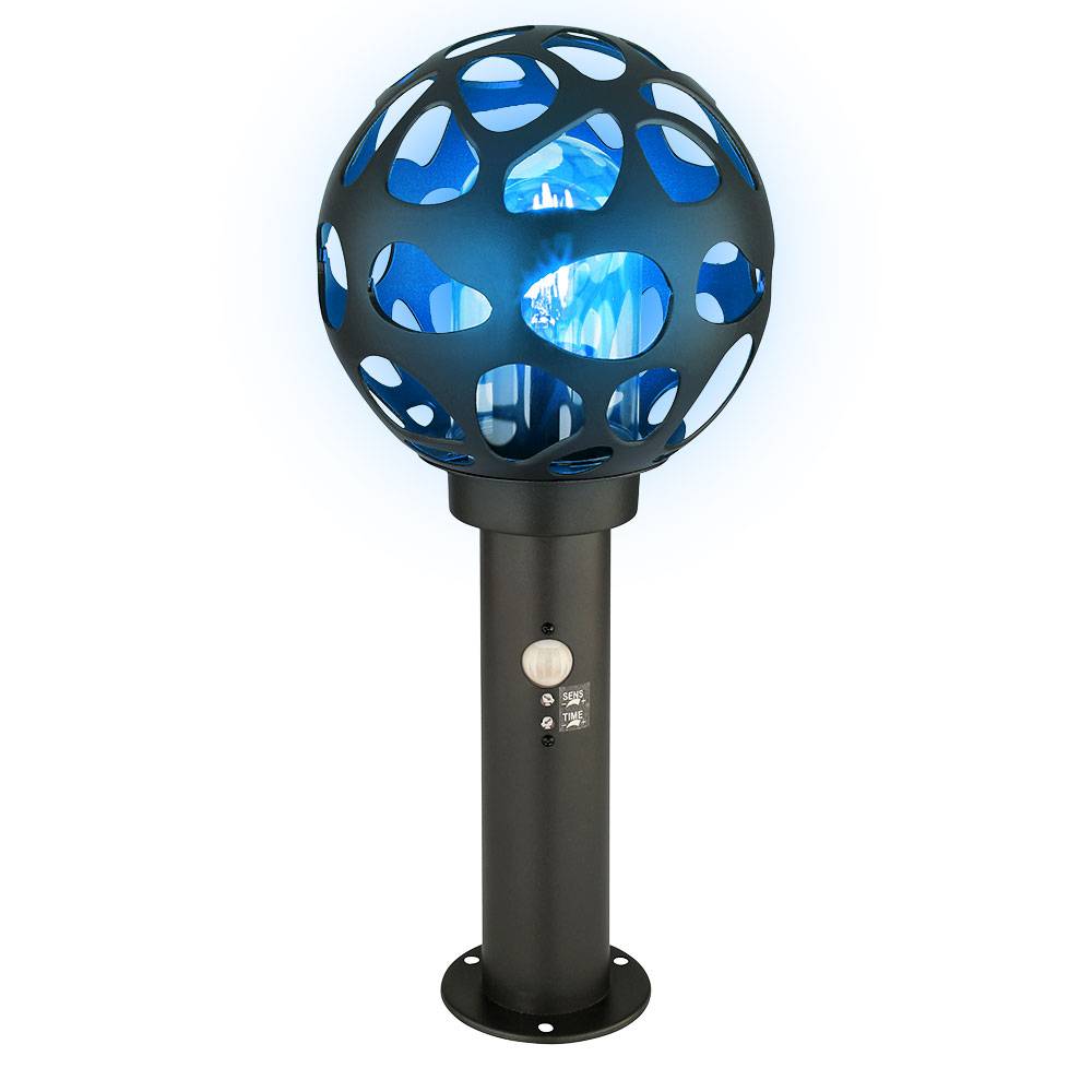 Sockelleuchte mit Bewegungsmelder Kugel Wegelampe mit Bewegungsmelder Außen Standleuchte außen, Edelstahl anthrazit, App Steuerung dimmbar CCT, Smar