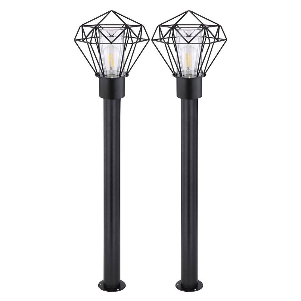 Stehlampe dimmbar mit Fernbedienung Terrassenlampe Außenleuchte Industriell LED Wegelampe schwarz Edelstahl Sockelleuchte, RGB Farbwechsel, 8,5W