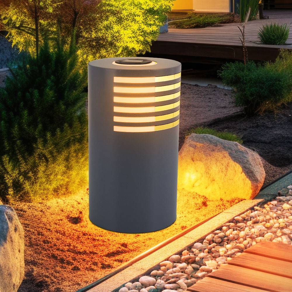 LED Solarlampe Wegeleuchte Gartenlampe Außenleuchte Standlampe, Kunststoff weiß, warmweiß, DxH 20x35 cm