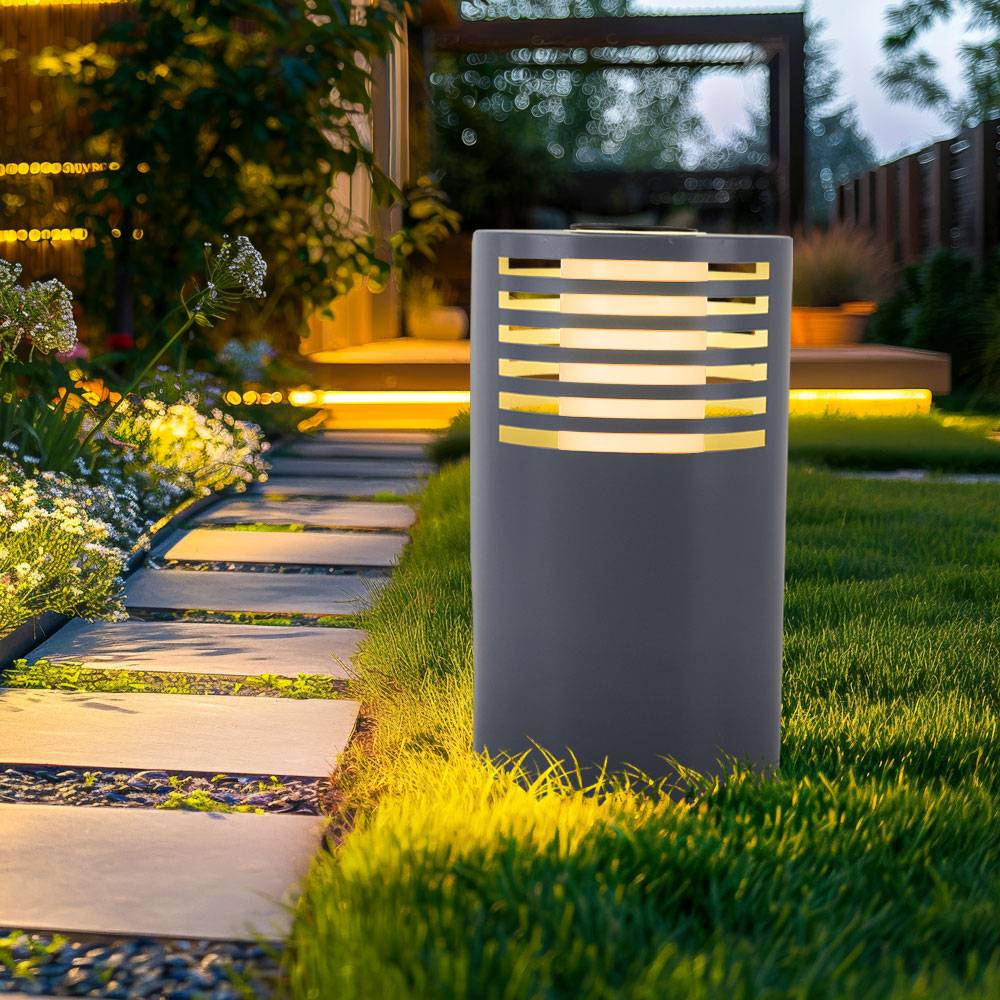 LED Solarlampe Wegeleuchte Gartenlampe Außenleuchte Standlampe, Kunststoff weiß, warmweiß, DxH 20x35 cm