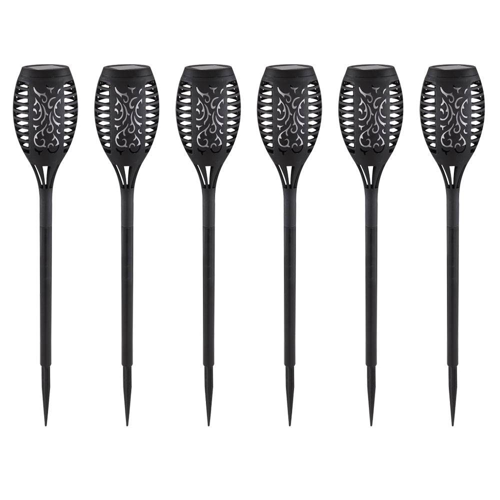 Solarlampen für Außen Gartendeko Fackeln Gartenfackel, LED Feuereffekt IP44 Erdspieß, Höhe 59,5 cm, 6er Set