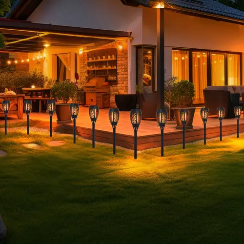 Solarlampen für Außen Gartendeko Fackeln Gartenfackel, LED Feuereffekt IP44 Erdspieß, Höhe 59,5 cm, 6er Set Solarlampen für Außen Gartendeko Fackeln Gartenfackel, LED Feuereffekt IP44 Erdspieß, Höhe 59,5 cm, 6er Set