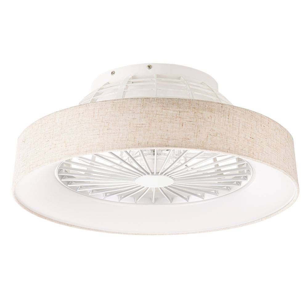 Deckenventilator Deckenleuchte Wohnzimmerleuchte Esszimmerlampe Raumlüfter Kühler, Kunststoff Textil weiß natur, Fernbedienung dimmbar CCT 3-Stufen