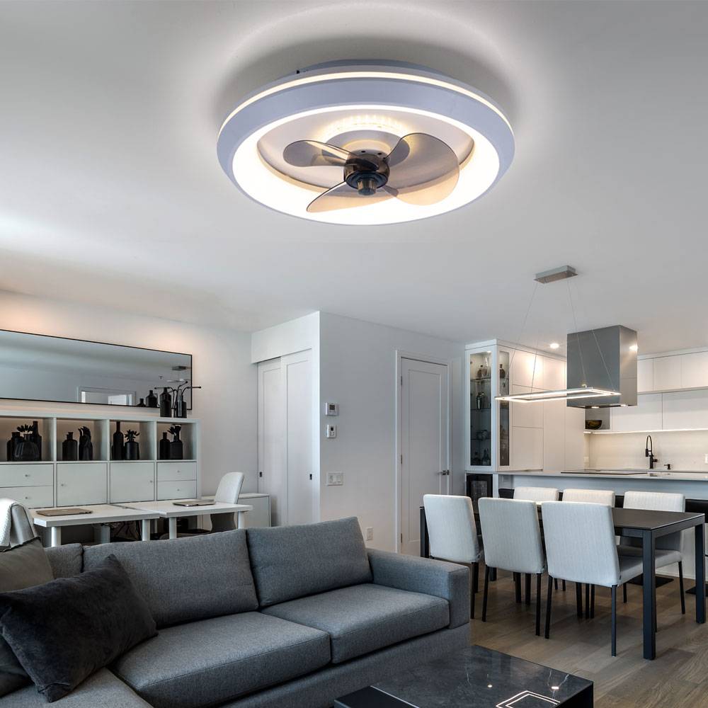 Deckenventilator mit Licht Lampen mit Ventilator Deckenventilator mit Fernbedienung und Deko LED in blau-weiß, Dimmbar CCT Timer, 41 Watt LED 2216lm