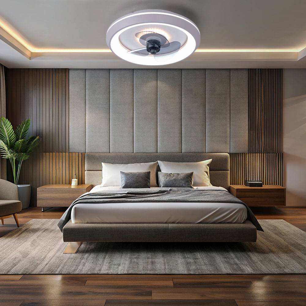 Deckenventilator mit Licht Lampen mit Ventilator Deckenventilator mit Fernbedienung und Deko LED in blau-weiß, Dimmbar CCT Timer, 41 Watt LED 2216lm