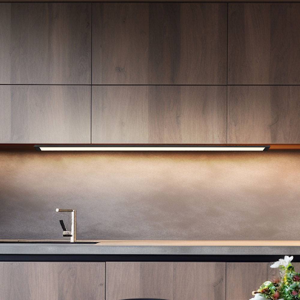 Unterbaulampe LED Unterbauleuchte Deckenlampe Küche schwarz Kabelschalter, Kunststoff opal, 1x LED 5 W 330 lmwarmweiß, LxBxH 50x3x1 cm