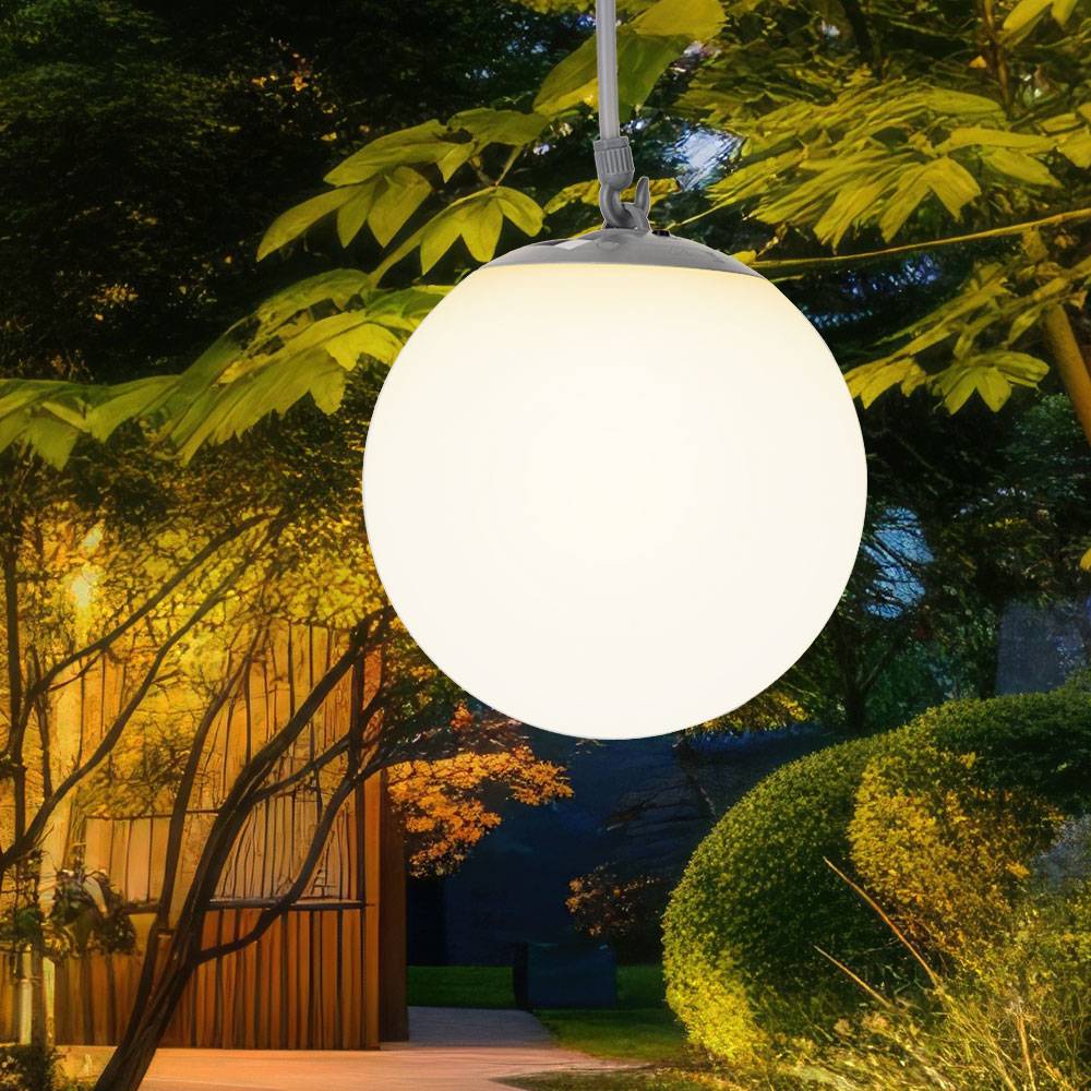 LED Solarlampe Hängeleuchte Balkonlampe weiß Kugel Außenleuchte Gummischlaufe, Kunststoff, 4x LED warmweiß, DxH 20x75 cm