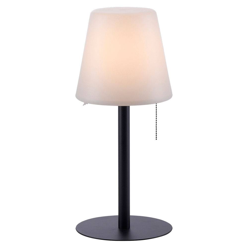 Tischlampe Außen Steckleuchte weiß LED Tischleuchte dimmbar Akku Gartenlampe modern Wegeleuchte, schwarz, LED 2W 100lm 3000K warmweiß, DxH 16,5x76
