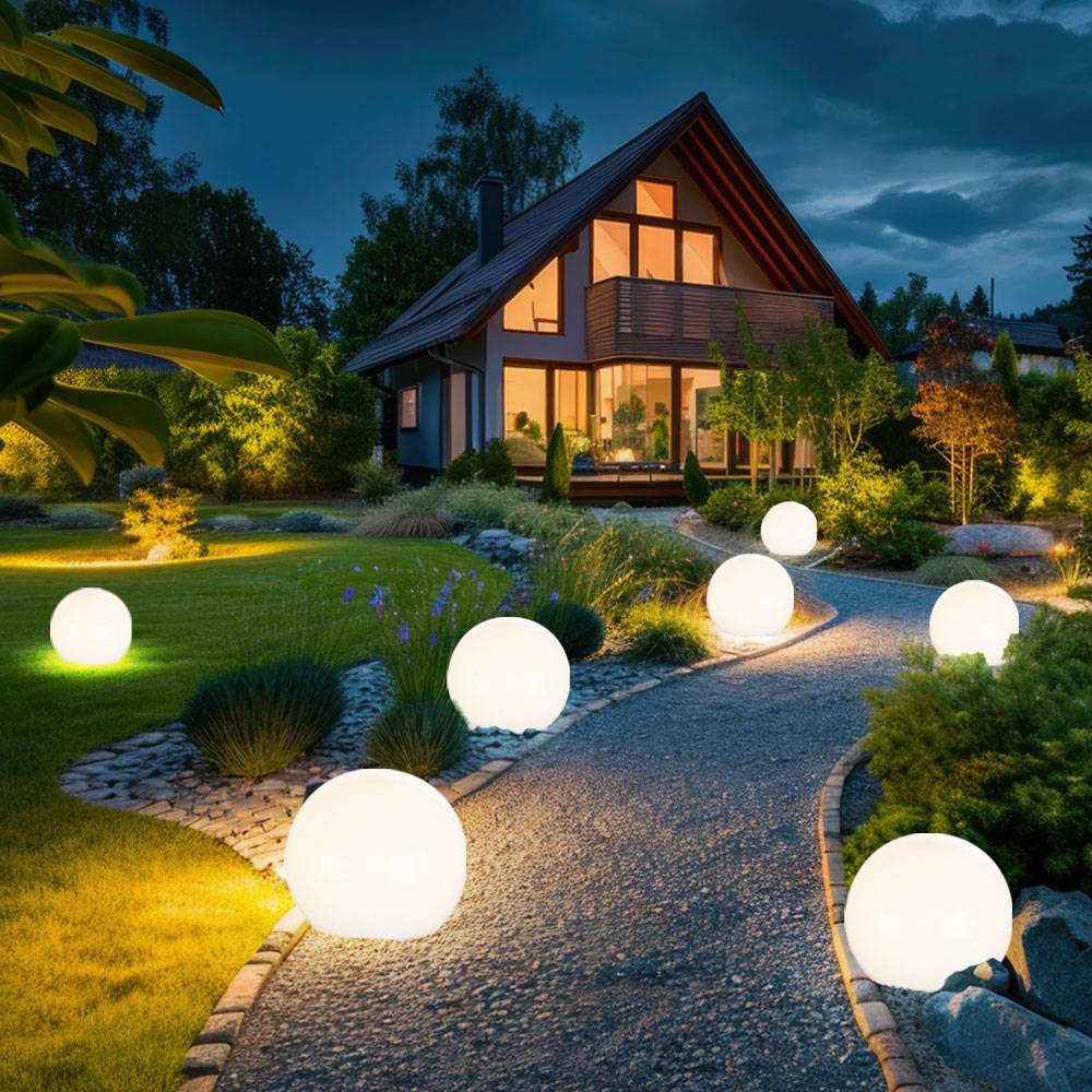 Kugellampe Steckleuchte Garten Kugelleuchte LED Fernbedienung Solarkugel für Außen 30 cm, CCT dimmbar, 1x Smart Home RGB LED 10W 750Lm, DxH 30x45 cm