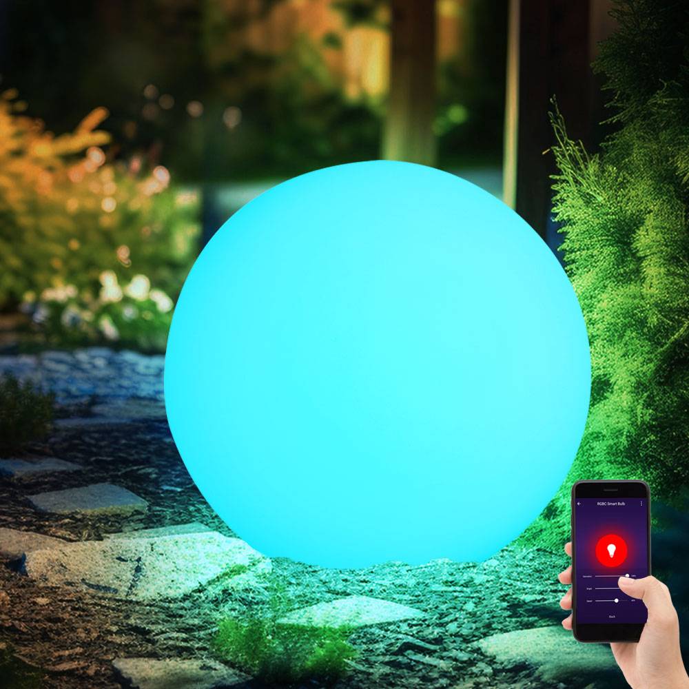 Kugellampe Steckleuchte Garten Kugelleuchte LED Fernbedienung Solarkugel für Außen 30 cm, CCT dimmbar, 1x Smart Home RGB LED 10W 750Lm, DxH 30x45 cm
