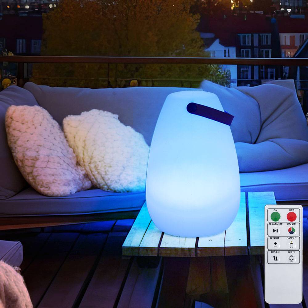 Tischleuchte Außen Akku Garten Tischlampe Outdoor USB aufladbar, dimmbar mit Fernbedienung Farbwechsel tragbar, 1x LED 11W 55lm 3000K, DxH 18x26 cm