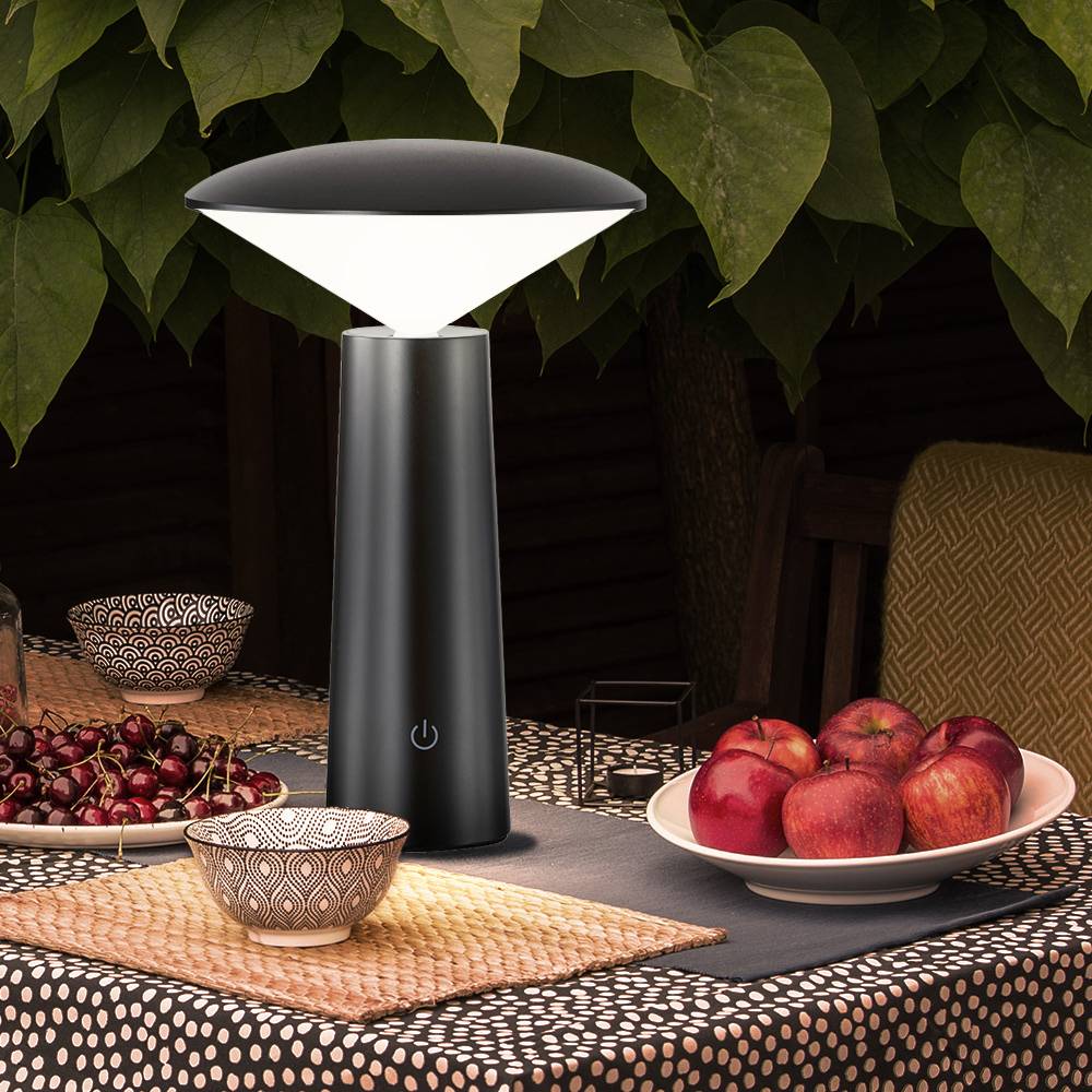 LED Tischleuchte Garten Outdoor Leuchte Batterie Akku Außentischleuchte, dimmbar CCT schwenkbar IP44, 2W 200lm 3000K 4750K 6500K , DxH 14x21 cm