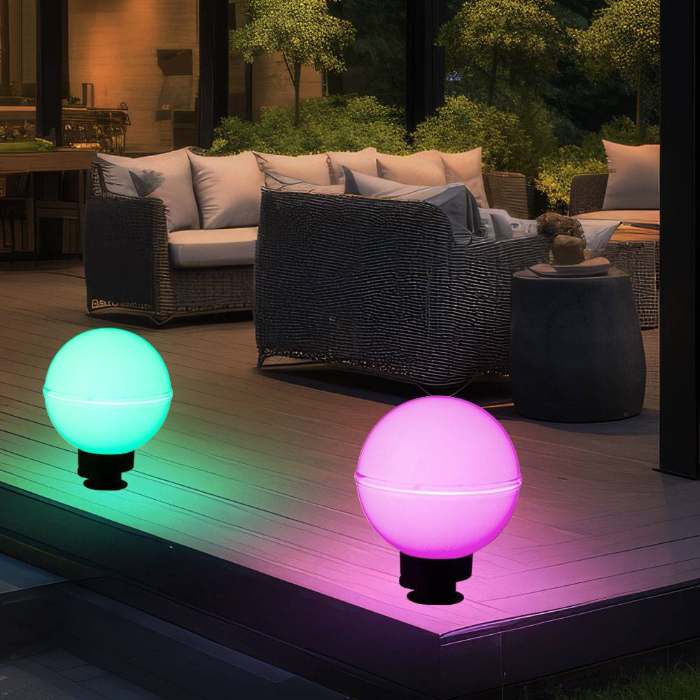 Außenleuchte Kugel Stecklampe Kugelleuchte Fernbedienung Gartendeko Farbwechsel dimmbar, Kabel 5m, 2x RGB LED 8,5W 806Lm warmweiß, DxH 20x51 cm, 2er