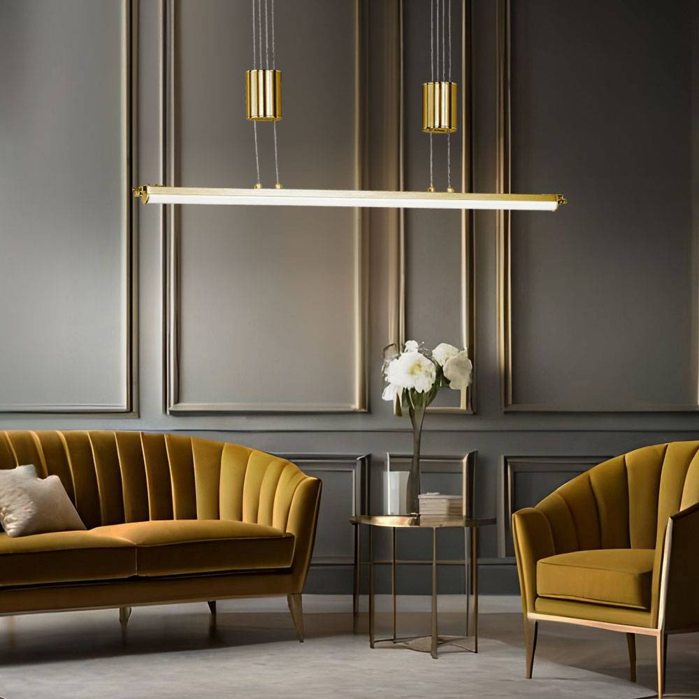 LED Pendelleuchte Hängelampe Deckenlampe Esstischleuchte Wohnzimmerleuchte, Metall Kunststoff messing, Höhenverstellbar dimmbar, 20W 2000lm 2700K wa