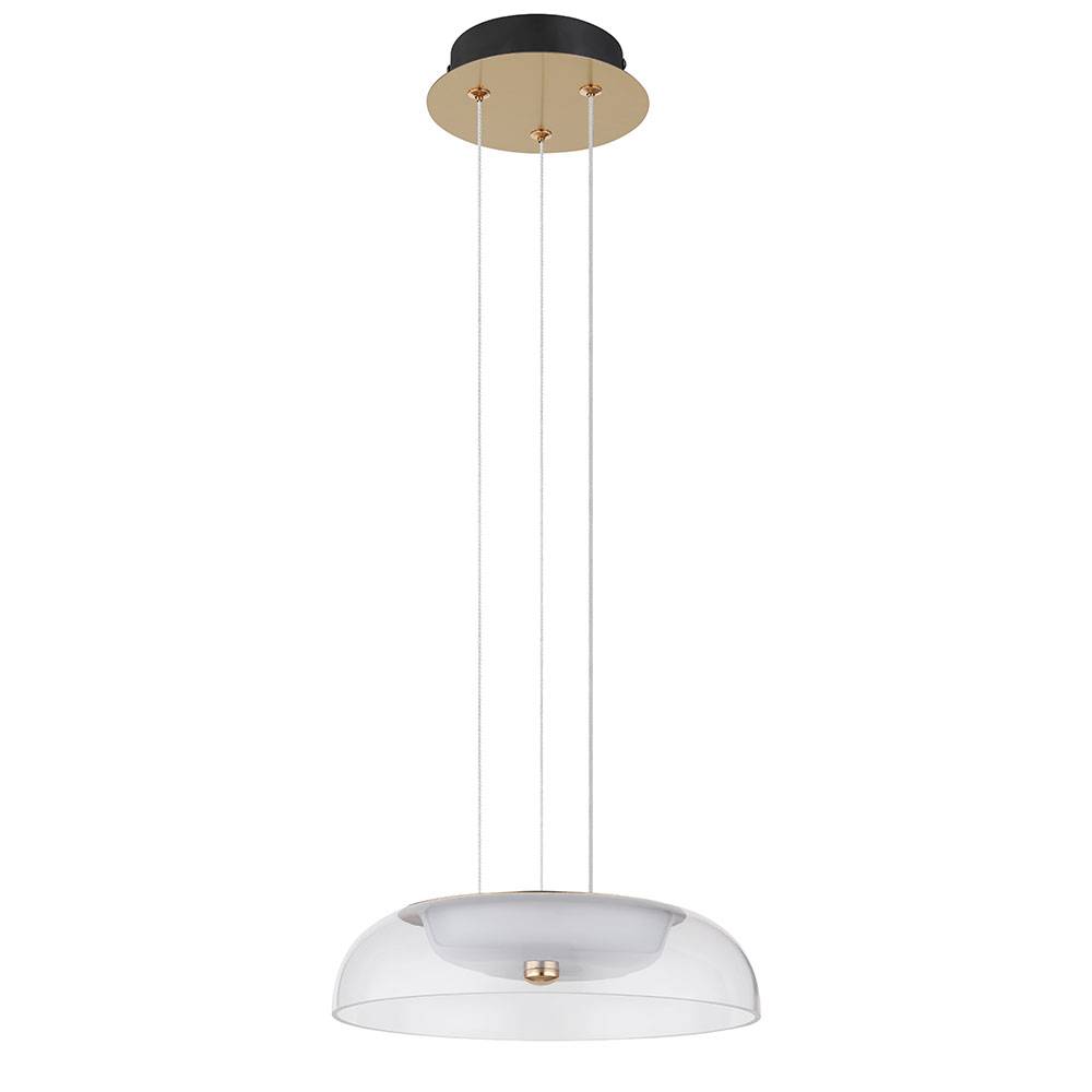 Hängeleuchte messing Esszimmerlampe Glas satiniert Pendelleuchte Wohnzimmer, Metall, LED 19W 1238Lm warmweiß, DxH 30x120 cm