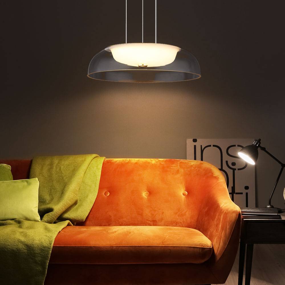 Hängeleuchte messing Esszimmerlampe Glas satiniert Pendelleuchte Wohnzimmer, Metall, LED 19W 1238Lm warmweiß, DxH 30x120 cm