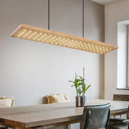 Hängeleuchte dimmbar Holz Holzleuchte hängend Esszimmerleuchte Küche, Metall, braun, LED 40W 2000Lm warmweiß, H 120 cm Hängeleuchte dimmbar Holz Holzleuchte hängend Esszimmerleuchte Küche, Metall, braun, LED 40W 2000Lm warmweiß, H 120 cm