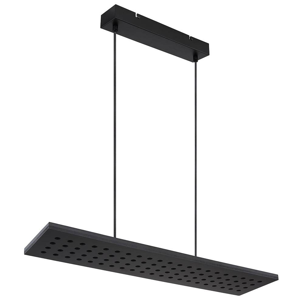 LED Hängeleuchte Pendelleuchte Esstischleuchte Wohnzimmerlampe, Metall schwarz Holz, 3 Stufen Dimmer Memoryfunktion, 40W 2000lm 3000K warmweiß, H 12