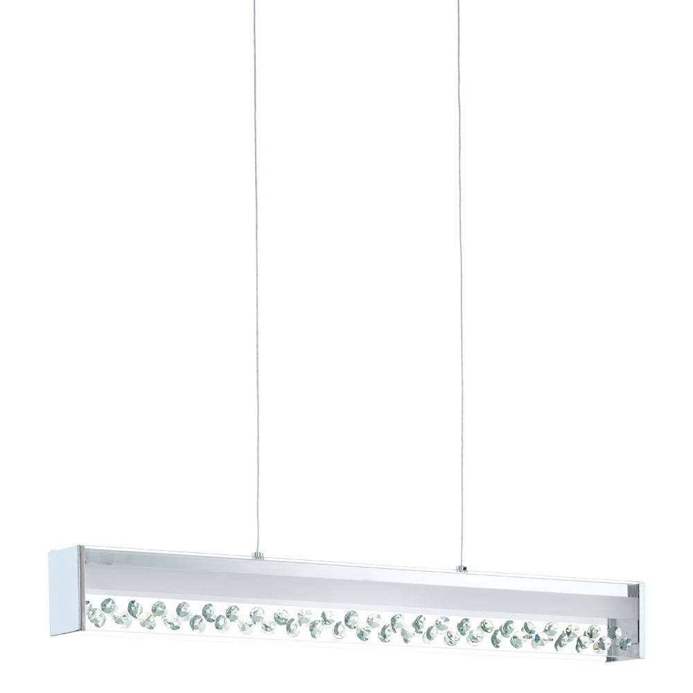 Hängeleuchte Hängelampe Pendelleuchte Esszimmerlampe Wohnzimmer, Chrom Kristalle Glas, 1x LED 12W 850Lm 3000K, HxLxB 110x66x6,5 cm