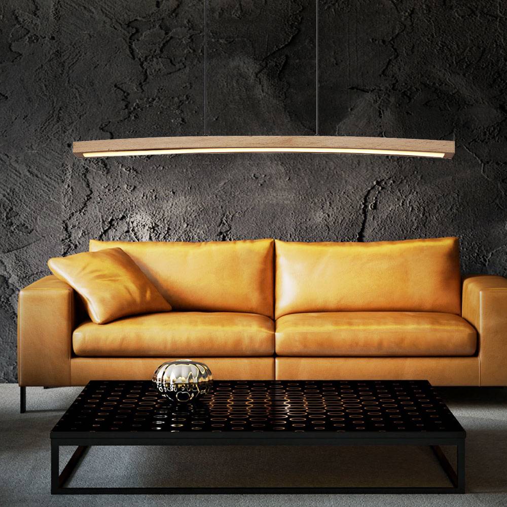 LED Hängeleuchte Deckenlampe Pendelleuchte Esszimmerlampe Wohnzimmerleuchte, Metall MDF Graphit Holzoptik, dimmbar 3 Stufen Schalter, 18W 1100lm