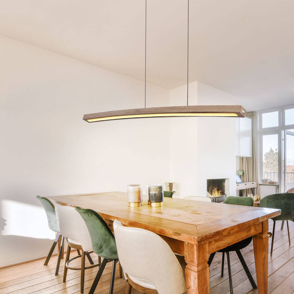 LED Hängelampe Deckenleuchte Pendelleuchte Esszimmerlampe Wohnzimmerleuchte, Metall MDF Graphit Holzoptik, dimmbar 3 Stufen Schalter, 18W 1100lm