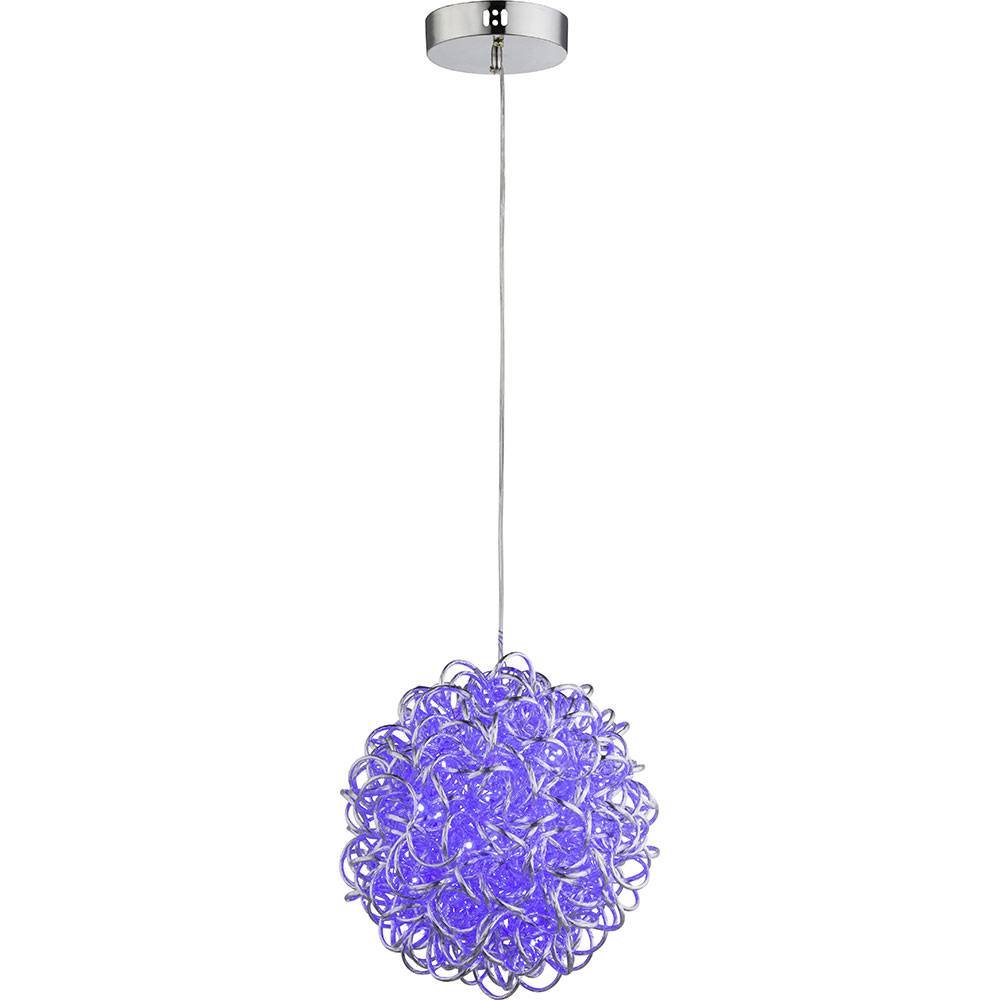 Hängeleuchte Farbwechsel Pendelleuchte Kugelgeflecht Kugelleuchte Hängelampe, Alu silber metallic, 120x RGB LED 0,06W, DxH 28x150 cm