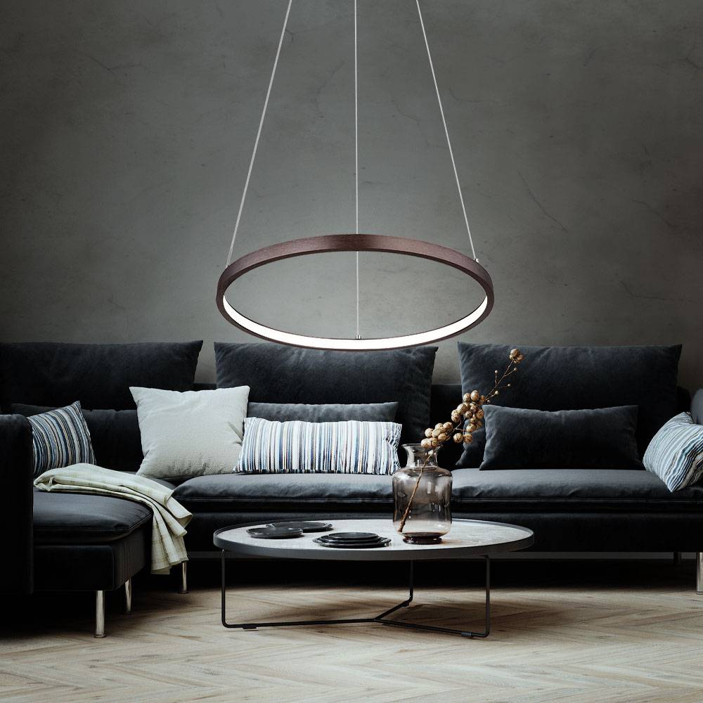 Hängeleuchte Pendellampe Deckenlampe Esszimmerleuchte Wohnzimmerlampe, Metall kaffeefarben Kunststoff opal, Höhenverstellbar, 1x LED 19W 980Lm 3000K