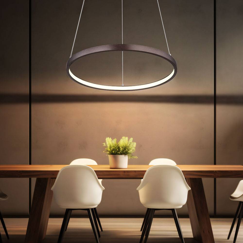 Hängeleuchte Pendellampe Deckenleuchte Esszimmerlampe Wohnzimmerlampe, Metall kaffeefarben Kunststoff opal, Höhenverstellbar, 1x LED 19W 980Lm 3000K