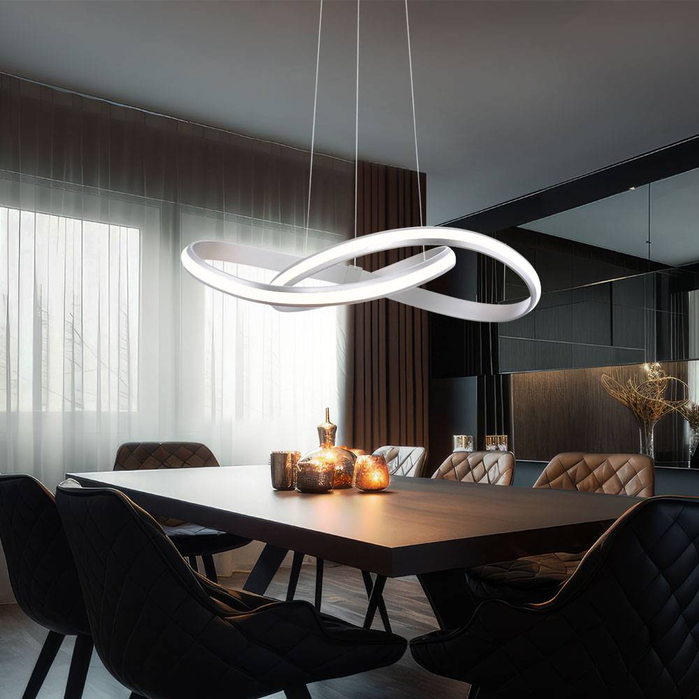 Pendelleuchte dimmbar mit Fernbedienung Hängelampe App RGB Farbwechsel, Metall, 1x 28W 1950lm warmweiß-kaltweiß, LxBxH 57x57x120 cm