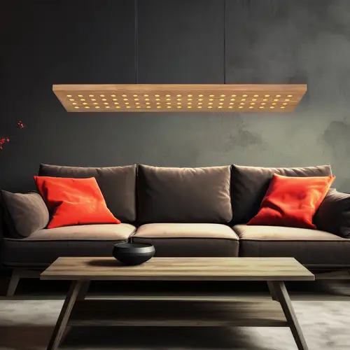 Hängeleuchte dimmbar Holz Holzleuchte hängend Esszimmerleuchte Küche, Metall, braun, LED 40W 2000Lm warmweiß, H 120 cm Hängeleuchte dimmbar Holz Holzleuchte hängend Esszimmerleuchte Küche, Metall, braun, LED 40W 2000Lm warmweiß, H 120 cm