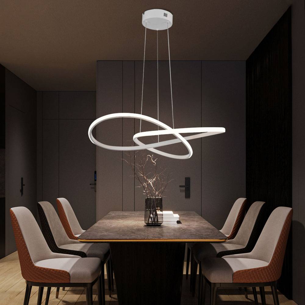 Pendelleuchte LED Esstischlampe weiß Wohnzimmerleuchte Hängelampe Designleuchte geschwungen, Aluminium, 20W 2540lm warmweiß, DxH 50x100 cm