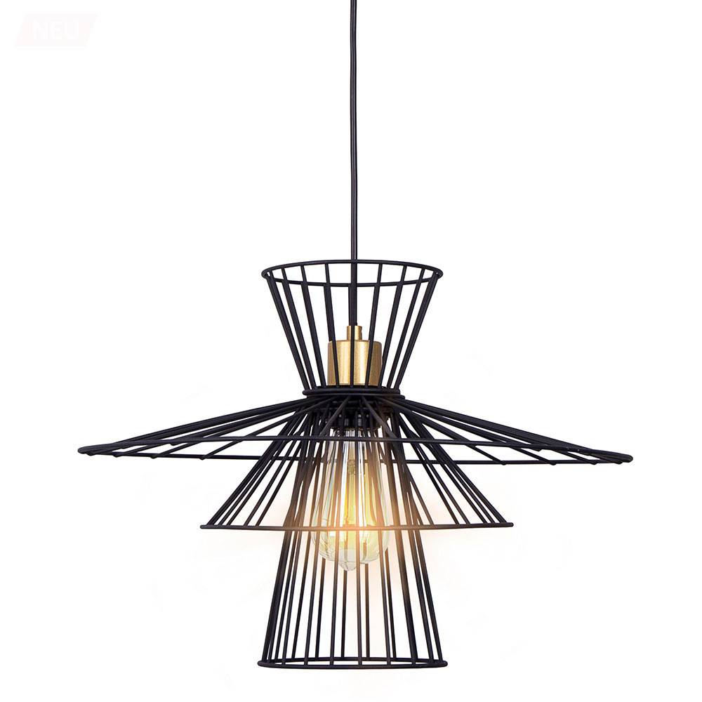 Hängelampe dimmbar mit Fernbedienung Esszimmerleuchte Retro Deckenleuchte hängend Käfig, RGB Farbwechsel, 8,5W 806lm warmweiß, DxH 45x150 cm