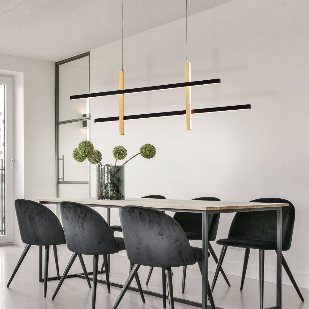 LED Pendellampe Hängeleuchte Wohnzimmerleuchte Deckenlampe Esszimmerleuchte, Metall Alu Kunststoff schwarz gold, Simply dimm Memory, 9,5W 1100Lm